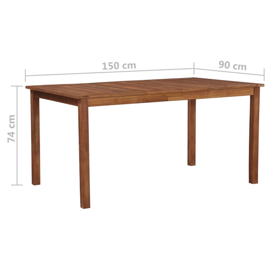 Dipta 150cm Wooden Garden Dining Table In Natural