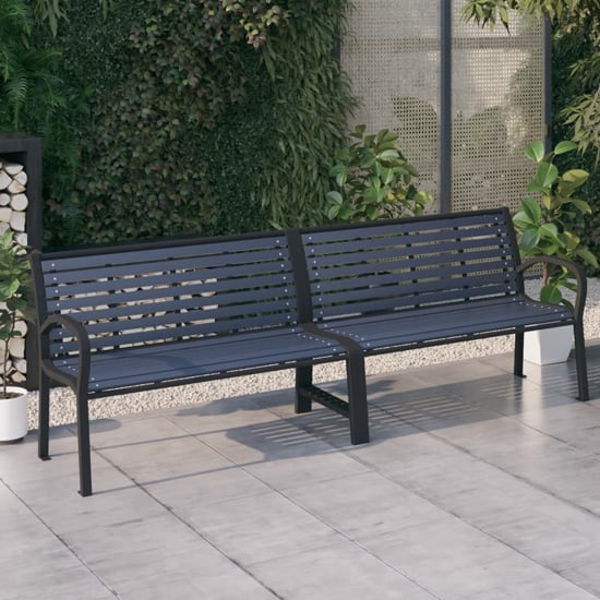 Product photograph of Dira Twin Wpc Garden Seating Bench With Steel Frame In Black from Furniture in Fashion