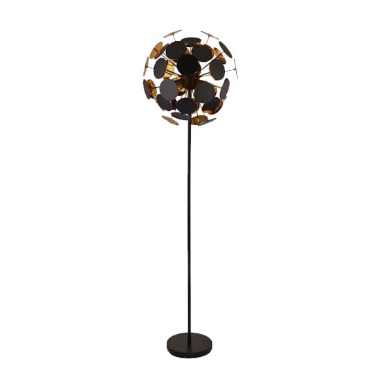 Read more about Discus 4 bulb floor lamp in black and gold