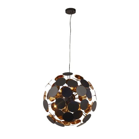 Product photograph of Discus Wall Hung 6 Pendant Light In Black And Gold from Furniture in Fashion
