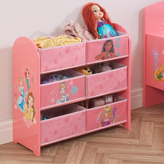 Product photograph of Disney Princess Childrens Wooden Storage Cabinet In Pink from Furniture in Fashion