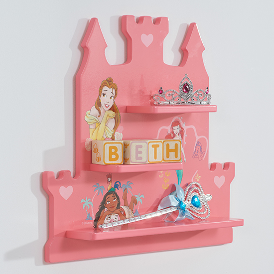 Product photograph of Disney Princess Childrens Wooden Wall Shelf In Pink from Furniture in Fashion