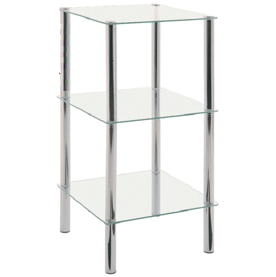 Product photograph of 3 Tier Display Stand In Clear Glass With Chrome Tube from Furniture in Fashion