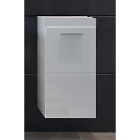 Disuq Small Wall High Gloss Bathroom Storage Cabinet In White