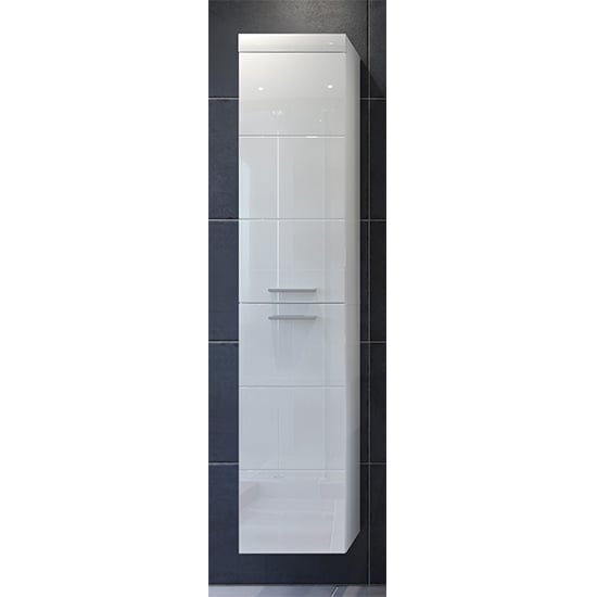 Product photograph of Disuq Wall Hung High Gloss Bathroom Storage Cabinet In White from Furniture in Fashion