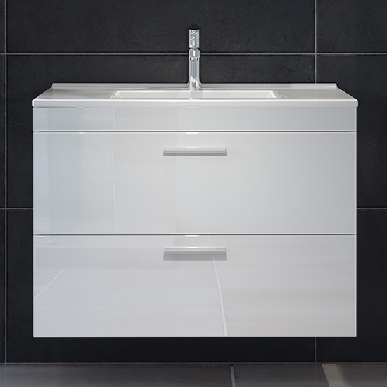 Disuq wall hung high gloss bathroom vanity unit in white £399.95 gofurniture.co.uk