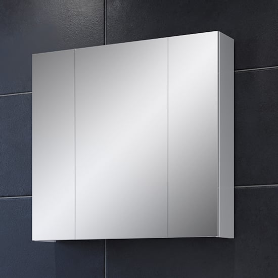 Disuq High Gloss Mirrored Bathroom Cabinet In White_2