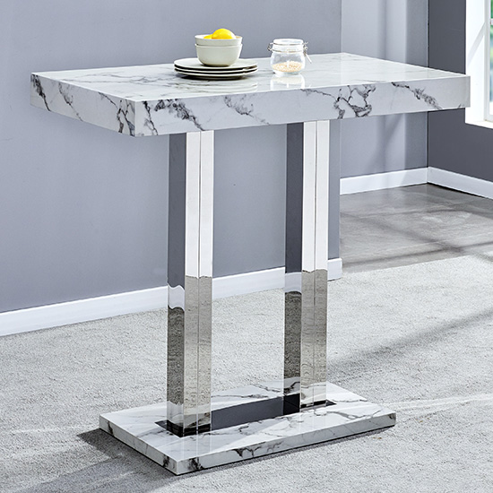 Diva Marble Effect High Gloss Bar Table 4 Ripple Black Stools_2