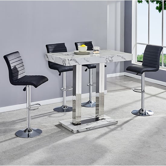 Read more about Caprice diva marble effect gloss bar table 4 ripple black stools
