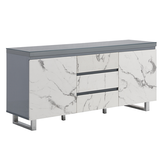 Diva Marble Effect Gloss Sideboard And 2 Door 3 Drawer In Grey_3