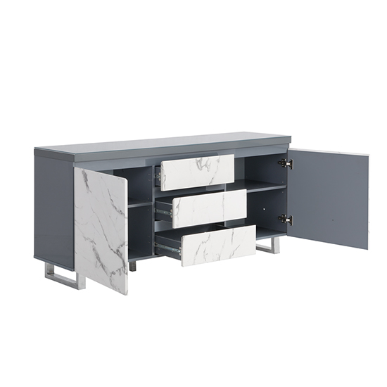 Diva Marble Effect Gloss Sideboard And 2 Door 3 Drawer In Grey_4