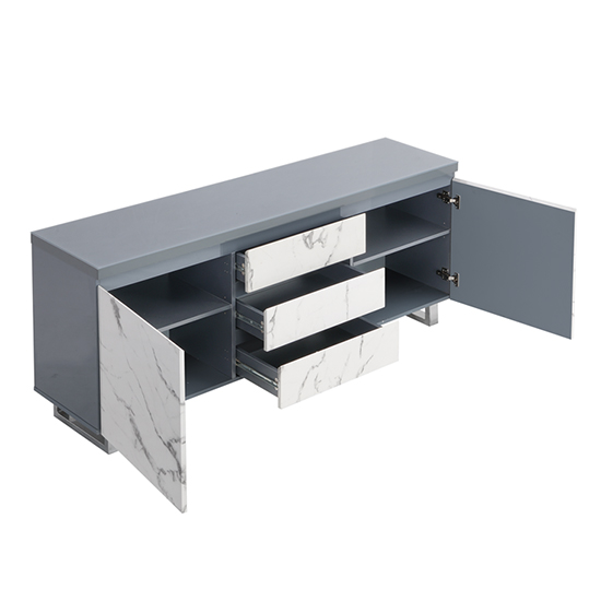 Diva Marble Effect Gloss Sideboard And 2 Door 3 Drawer In Grey_5