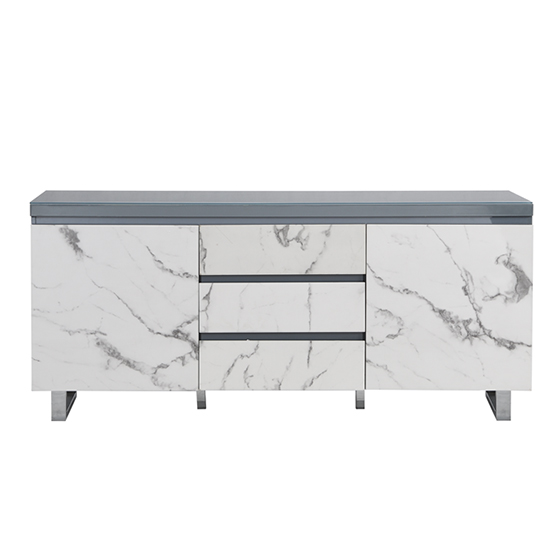 Diva Marble Effect Gloss Sideboard And 2 Door 3 Drawer In Grey_6
