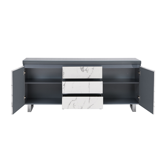 Diva Marble Effect Gloss Sideboard And 2 Door 3 Drawer In Grey_7