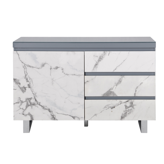 Diva Marble Effect Gloss Sideboard And 1 Door 3 Drawer In Grey_4