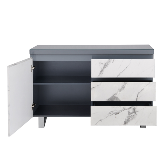 Diva Marble Effect Gloss Sideboard And 1 Door 3 Drawer In Grey_6
