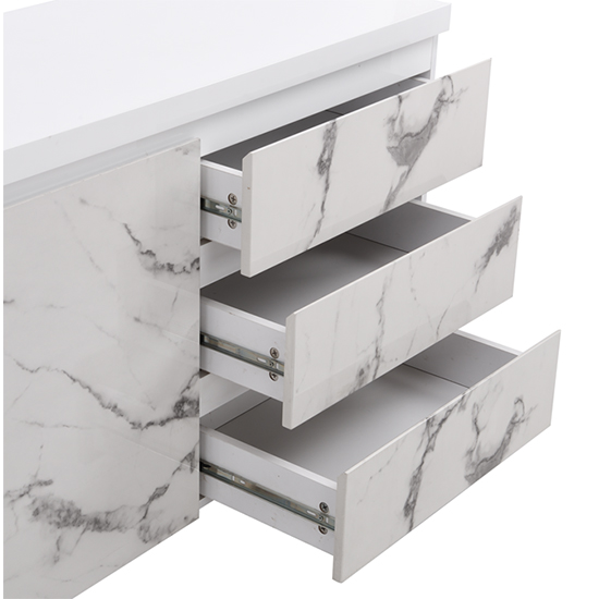 Diva Marble Effect Gloss Sideboard And 1 Door 3 Drawer In White_11