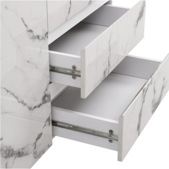 Diva Marble Effect Gloss Sideboard And 1 Door 3 Drawer In White_12