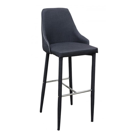 Divina Fabric Upholstered Bar Stool In Charcoal