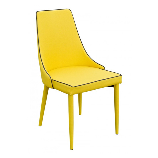 Photo of Divina fabric upholstered dining chair in yellow