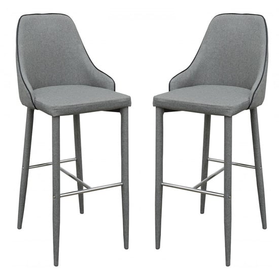 Photo of Divina grey fabric upholstered bar stools in pair