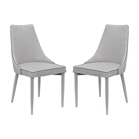 Divina Grey Fabric Upholstered Dining Chairs In Pair