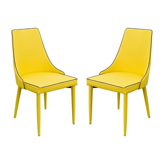 Read more about Divina yellow fabric upholstered dining chairs in pair