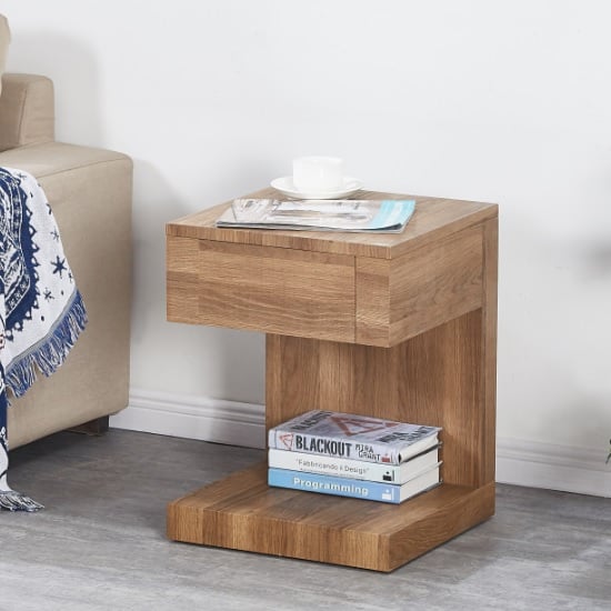 Dixon Wooden Bedside Table In Dark Oak With 1 Drawer Furniture Dixon Wooden Bedside Table In Dark Oak
