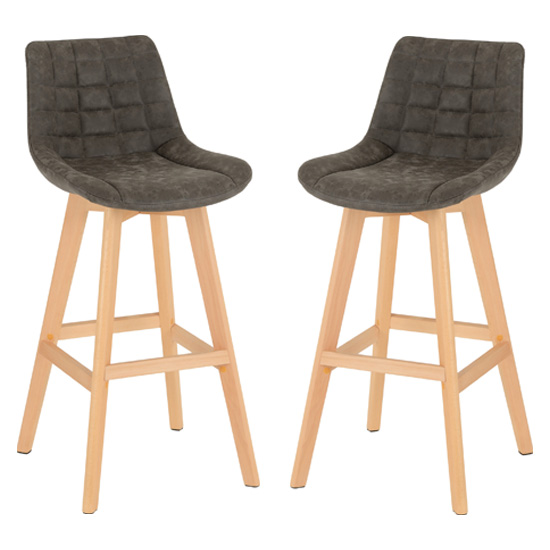 Diya Mustard Faux Leather Bar Stools In Pair FiF