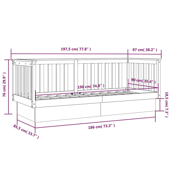 Diza Pinewood Single Day Bed In Black