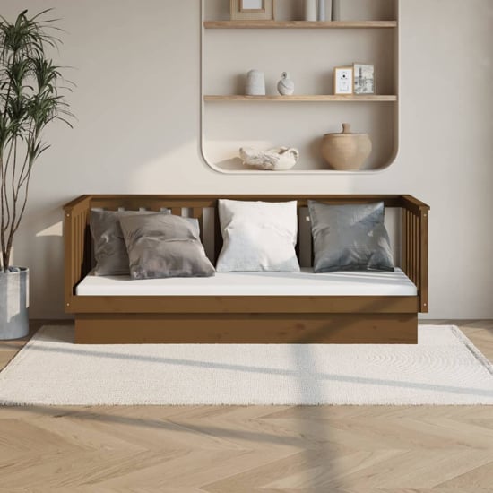 Diza Pinewood Single Day Bed In Honey Brown_1
