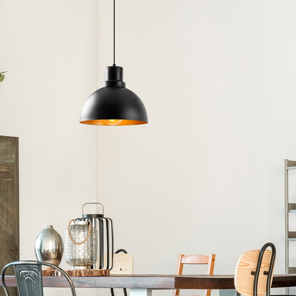 Dodo Round Metal Ceiling Pendant Light in Black