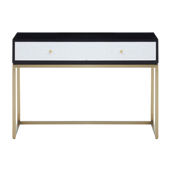 Dodoma Wooden Console Table With 2 Drawers in Gold Metal Frame