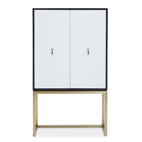 Dodoma Wooden Storage Cabinet With Gold Base In Black And White_2