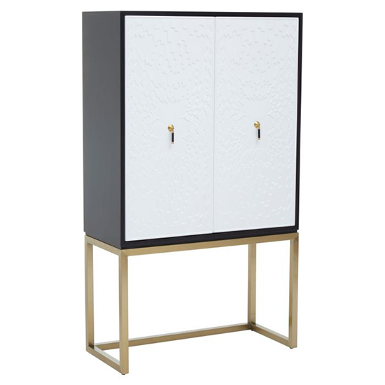 Dodoma Wooden Storage Cabinet With Gold Base In Black And White_1