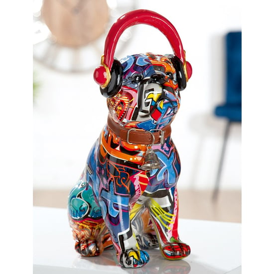 Dog Music Pop Art Poly Design Sculpture In Multicolor