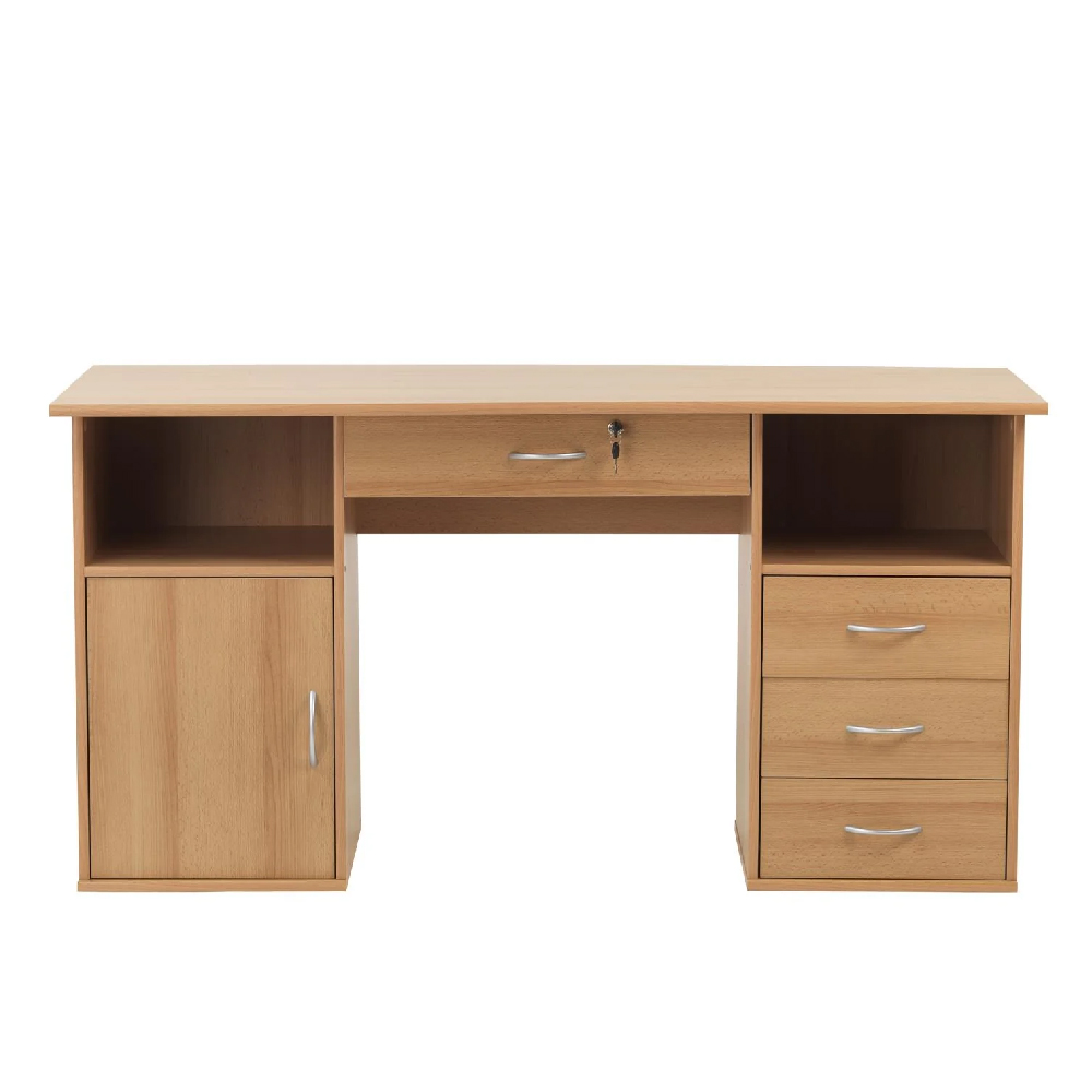 Dolce Wooden Laptop Desk With 3 Drawers In Beech