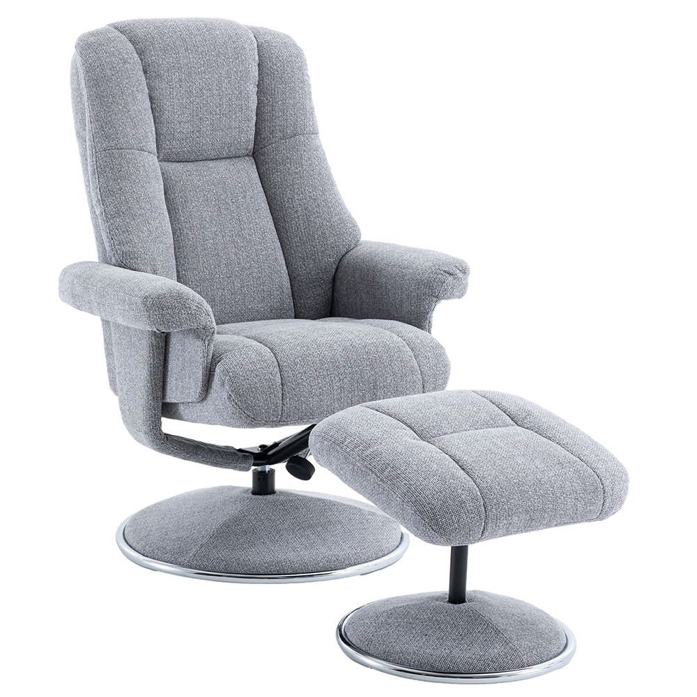 Dollis Fabric Recliner Chair With Stool In Dove