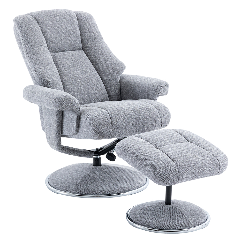 Dollis Fabric Recliner Chair With Stool In Dove