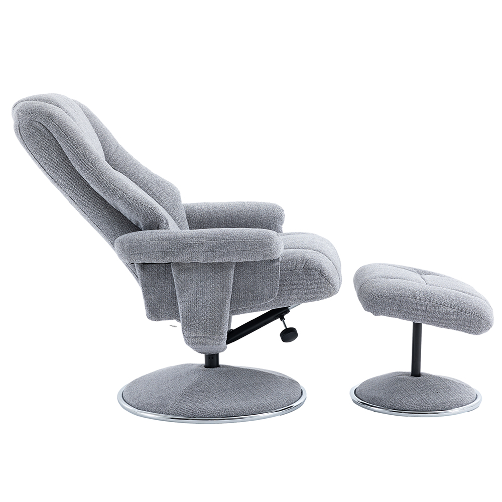 Dollis Fabric Recliner Chair With Stool In Dove