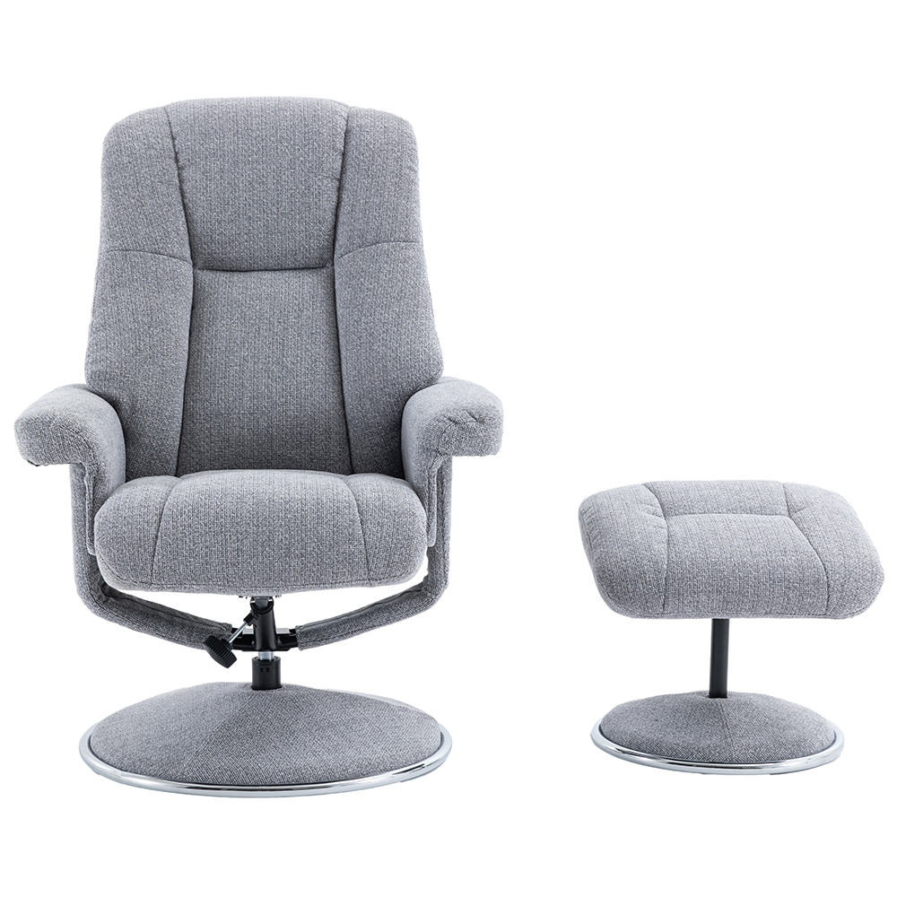 Dollis Fabric Recliner Chair With Stool In Dove