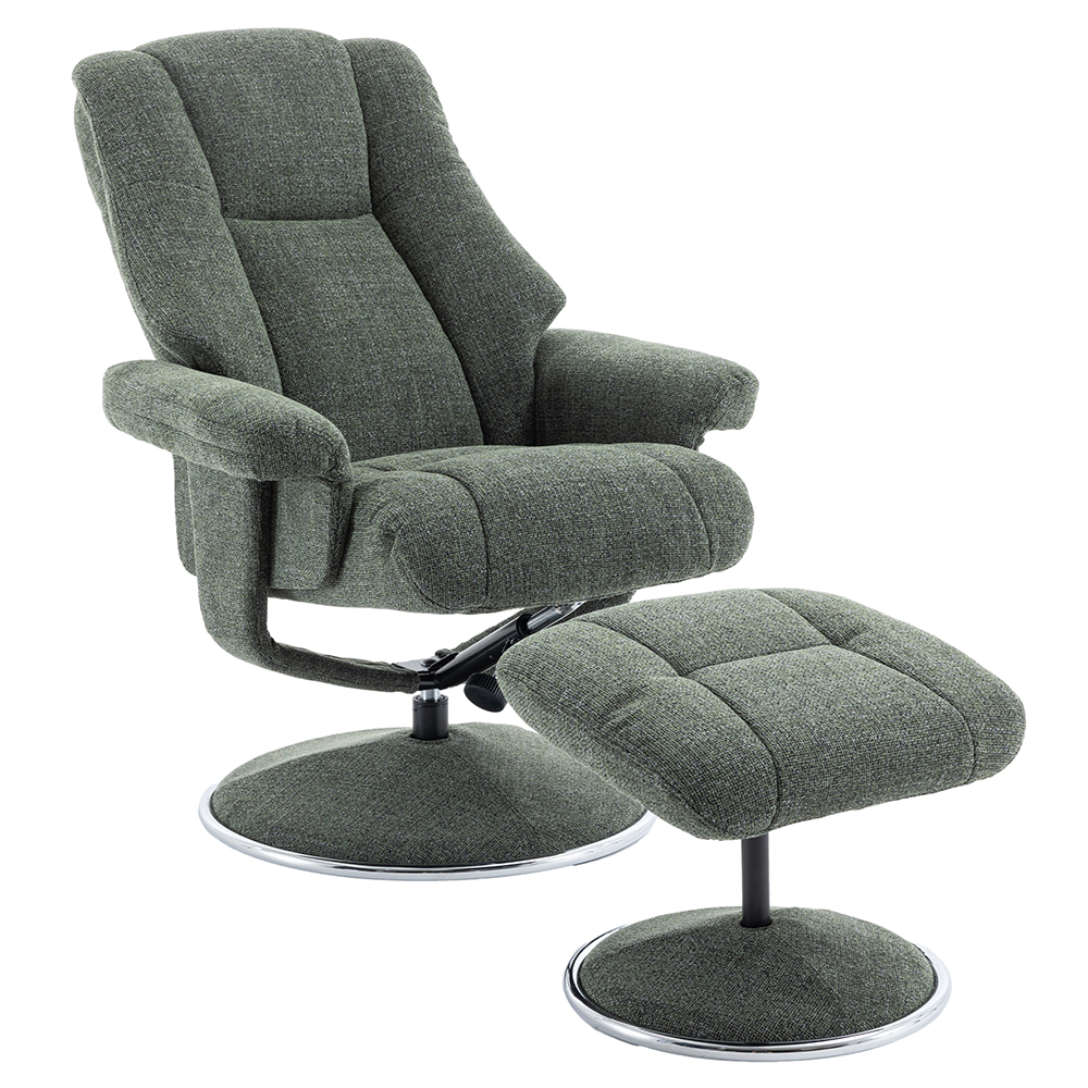 Dollis Fabric Recliner Chair With Stool In Fern