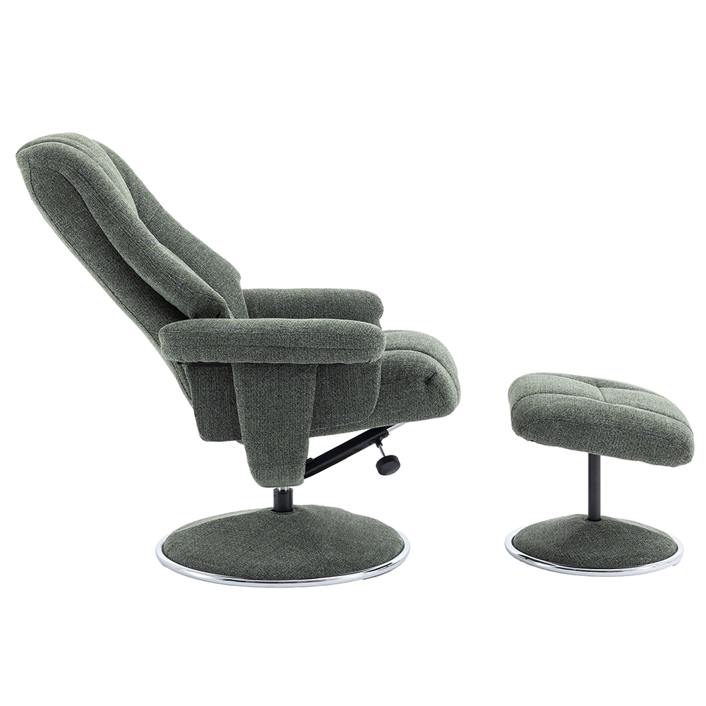 Dollis Fabric Recliner Chair With Stool In Fern