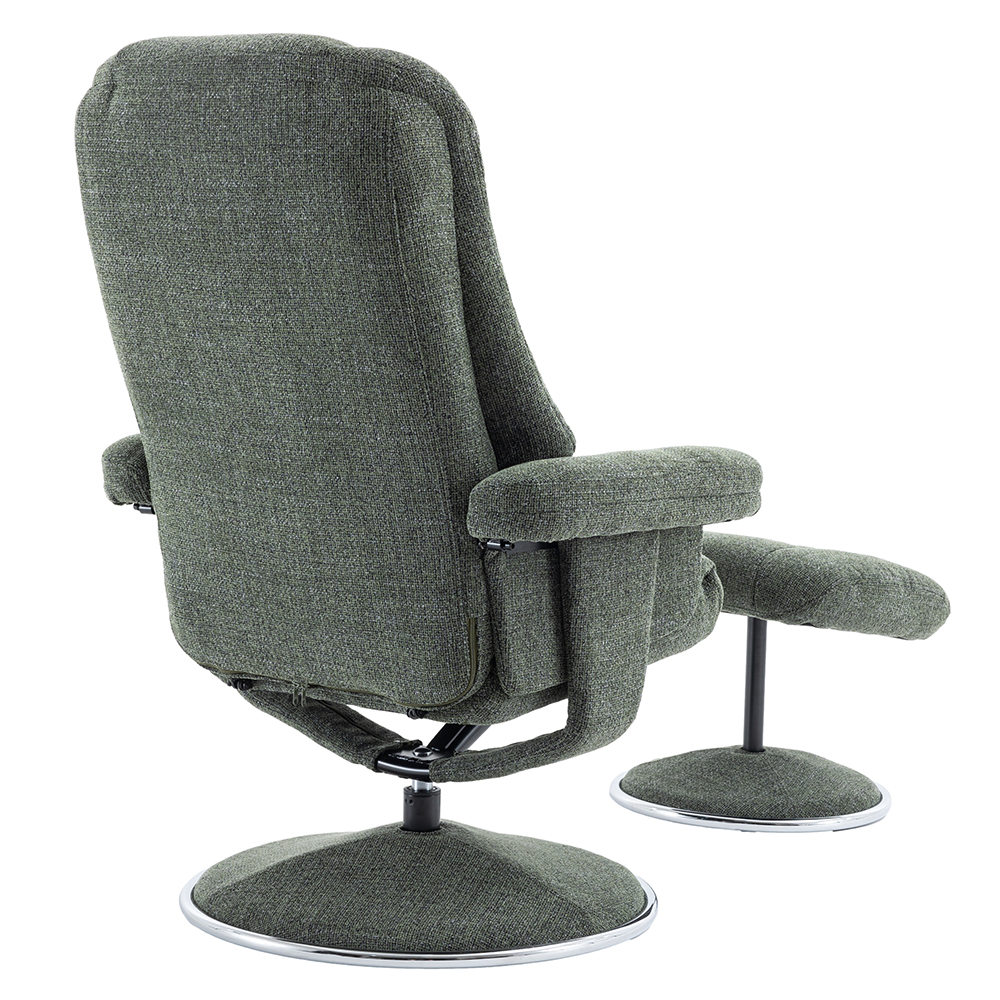 Dollis Fabric Recliner Chair With Stool In Fern