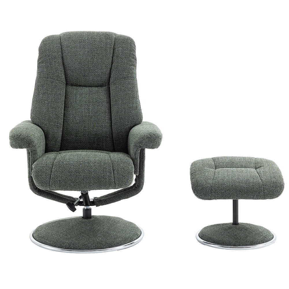 Dollis Fabric Recliner Chair With Stool In Fern