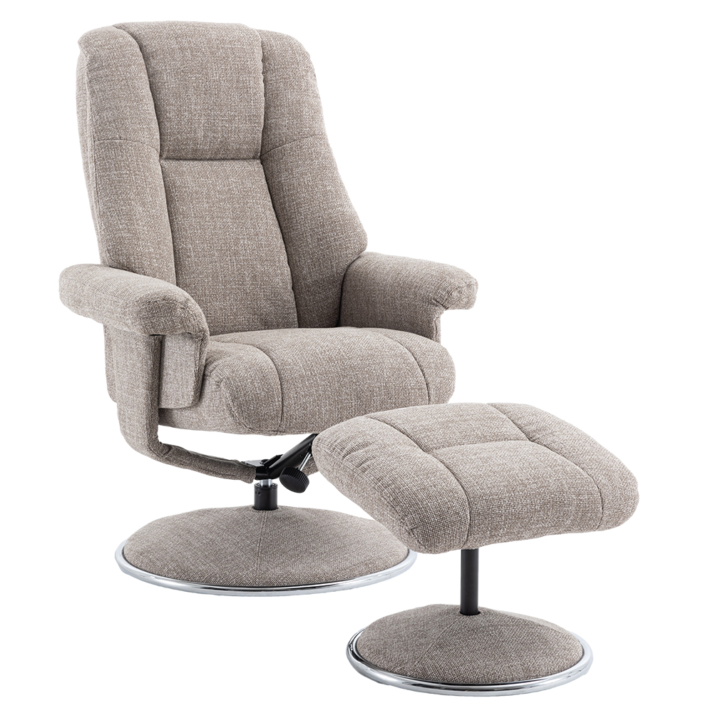 Dollis Fabric Recliner Chair With Stool In Oat