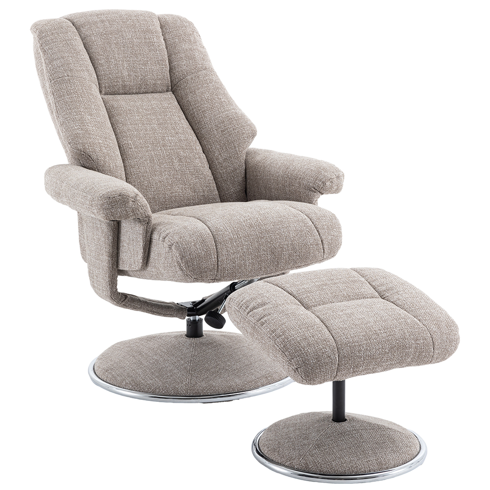 Dollis Fabric Recliner Chair With Stool In Oat