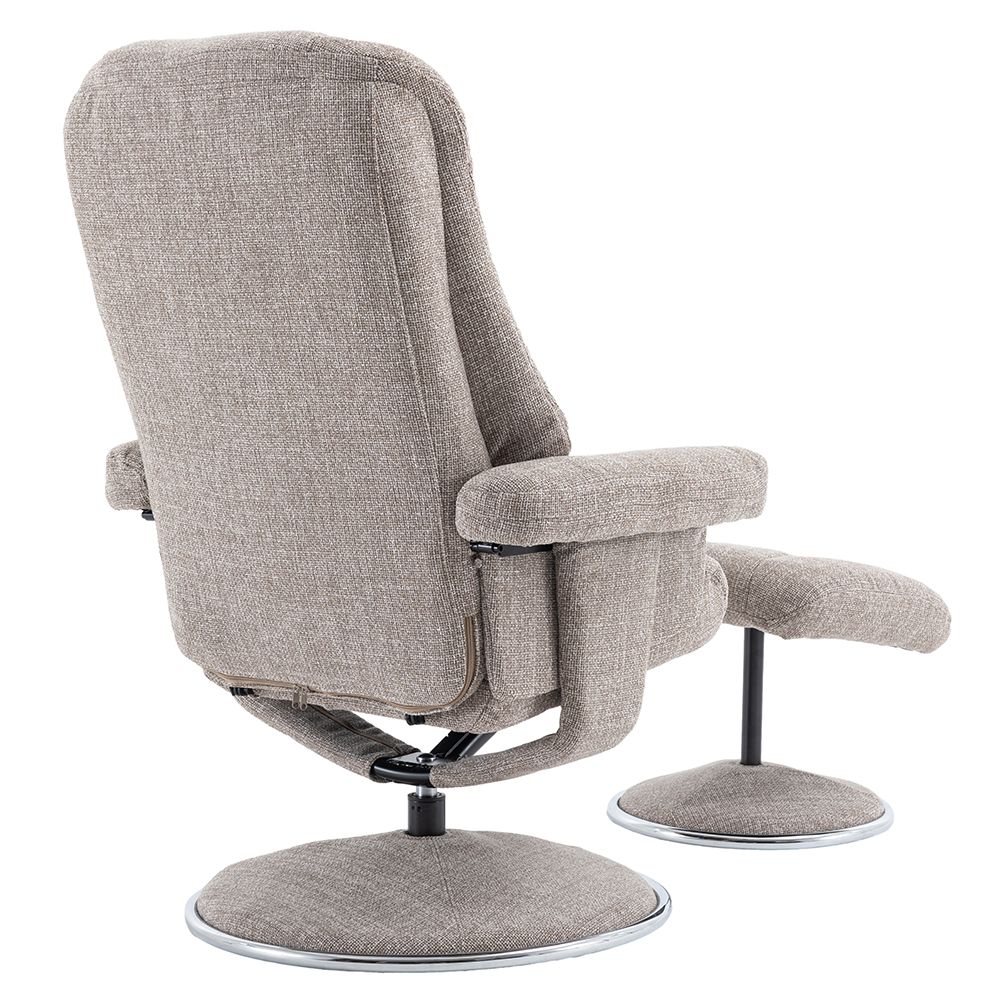 Dollis Fabric Recliner Chair With Stool In Oat
