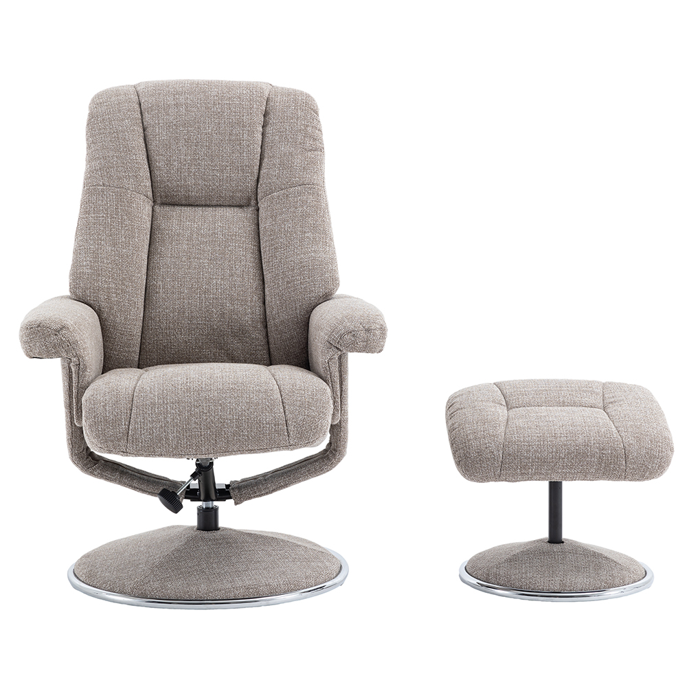 Dollis Fabric Recliner Chair With Stool In Oat