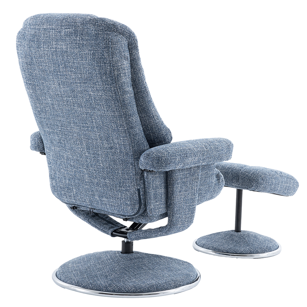 Dollis Fabric Recliner Chair With Stool In Ocean